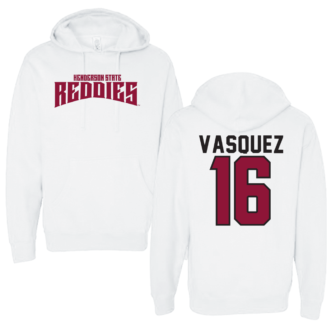 Henderson State University Baseball White Classic Hoodie - #16 Julio Vasquez