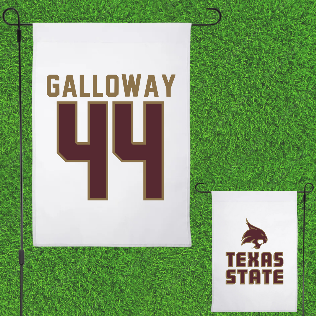 Texas State University Baseball White Garden Flag - #44 Rashawn Galloway