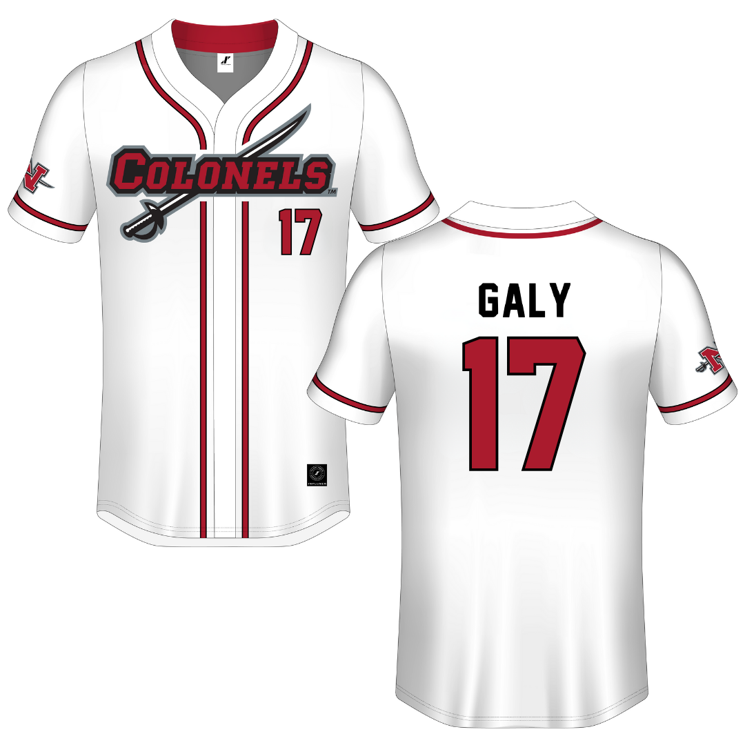 Nicholls State University White Button-Down Jersey - #17 Gavin Galy