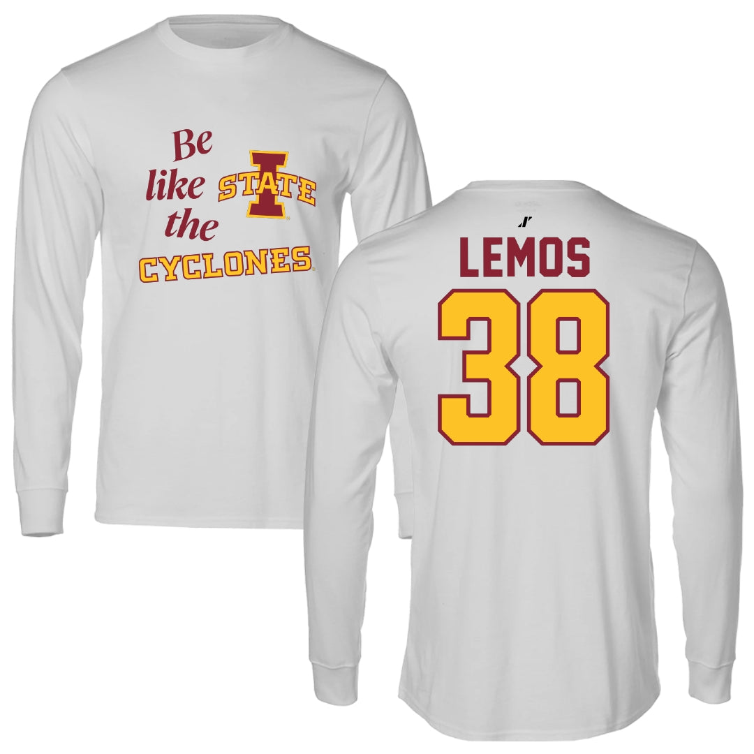 Iowa State University Football Light Gray Be Like Us Performance Long Sleeve - #38 Eddie Lemos