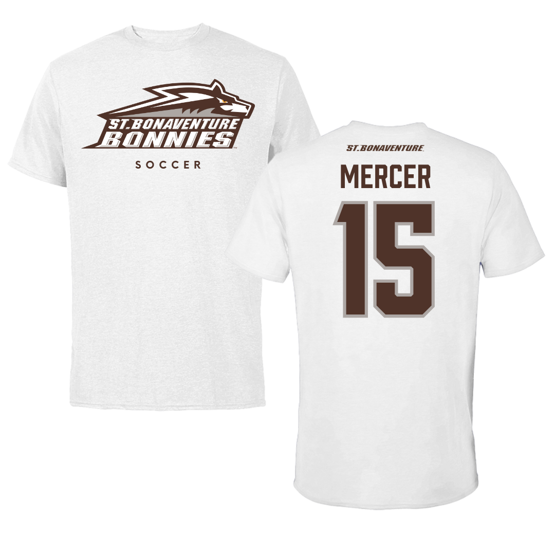 St. Bonaventure University Soccer White Tee - #15 Dean Mercer
