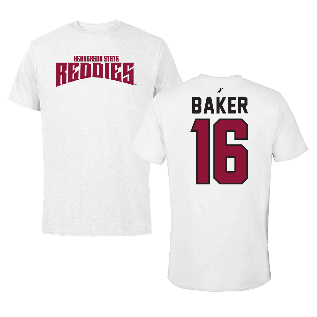 Henderson State University Football White Classic Tee - #16 Zach Baker