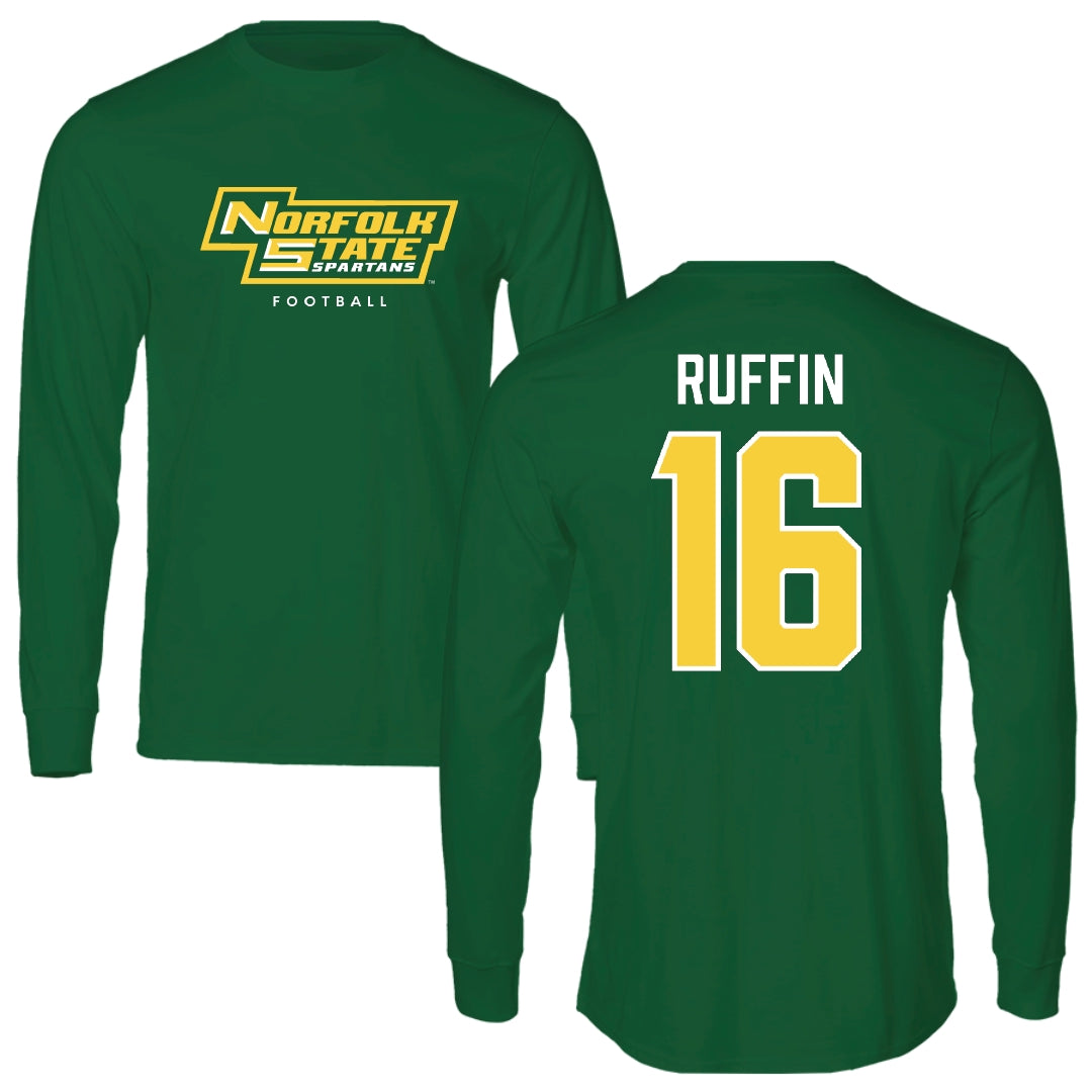 Norfolk State University Football Kelly Green Long Sleeve - #16 Christian Ruffin