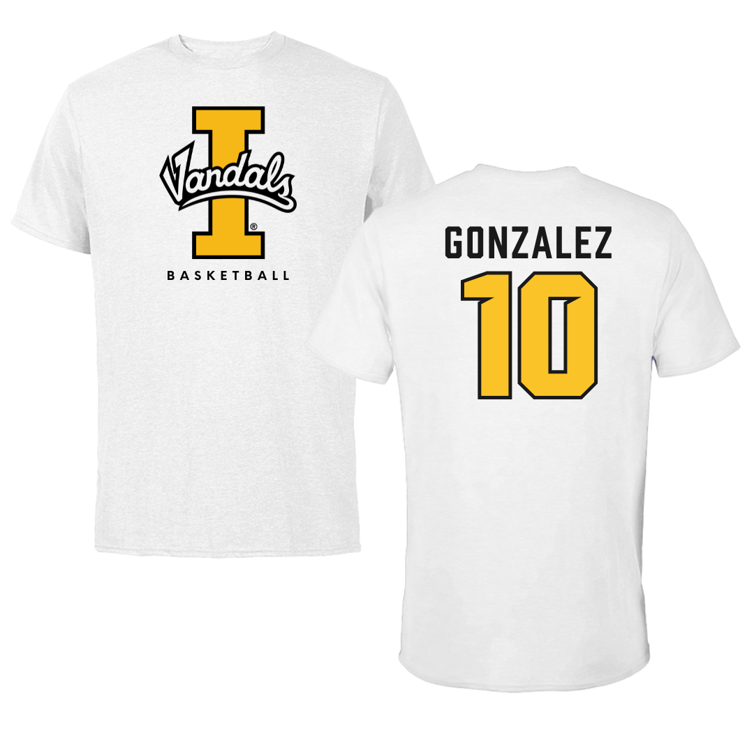University of Idaho Basketball White Vandals Performance Tee - #10 Kristian Gonzalez