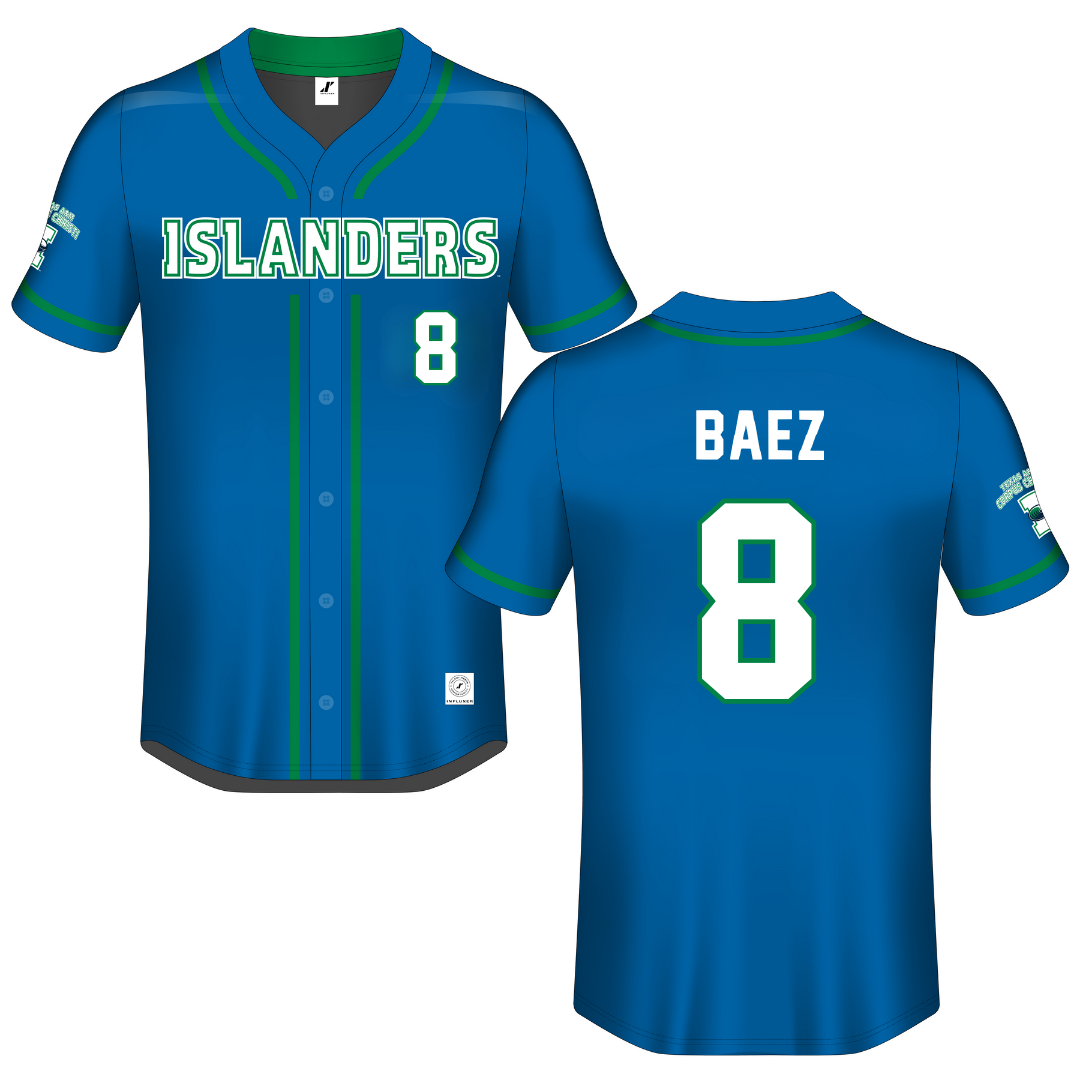 Texas A&M University-Corpus Christi Blue Button-Down Jersey - #8 Paolina Baez