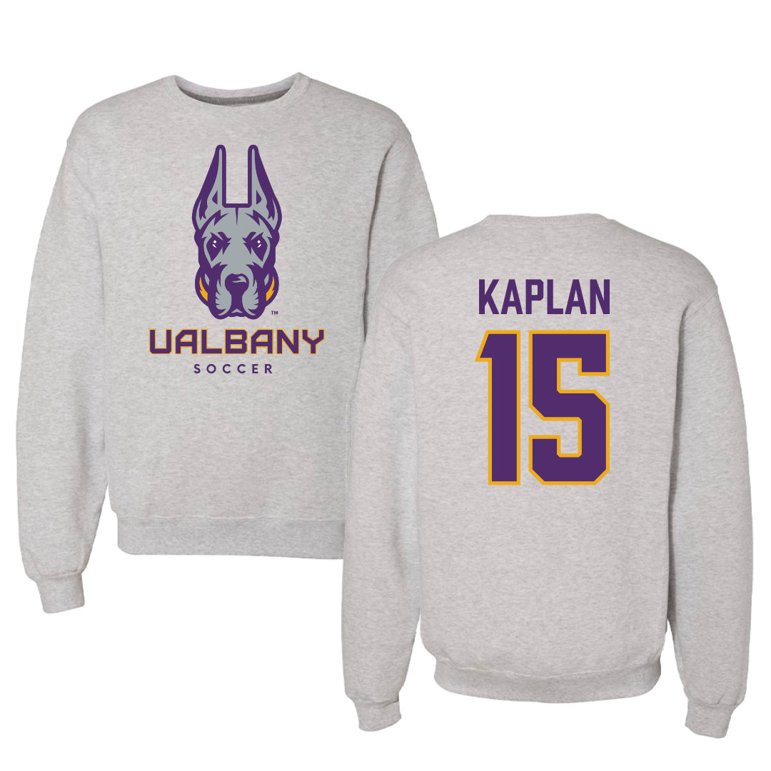 University at Albany Soccer Gray Crewneck - #15 Ben Kaplan