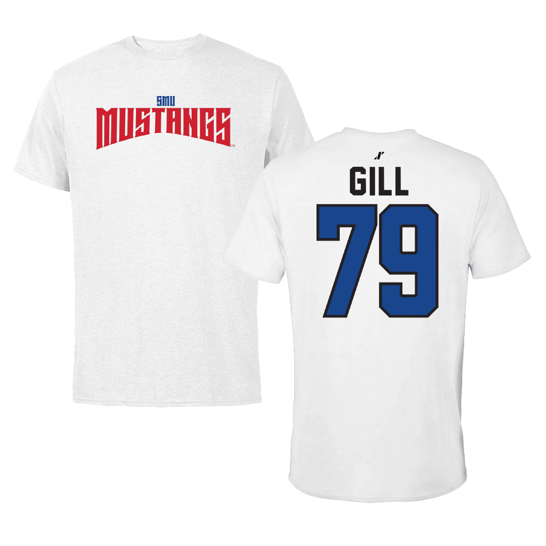 Southern Methodist University Football White Classic Tee - #79 Reagan Gill