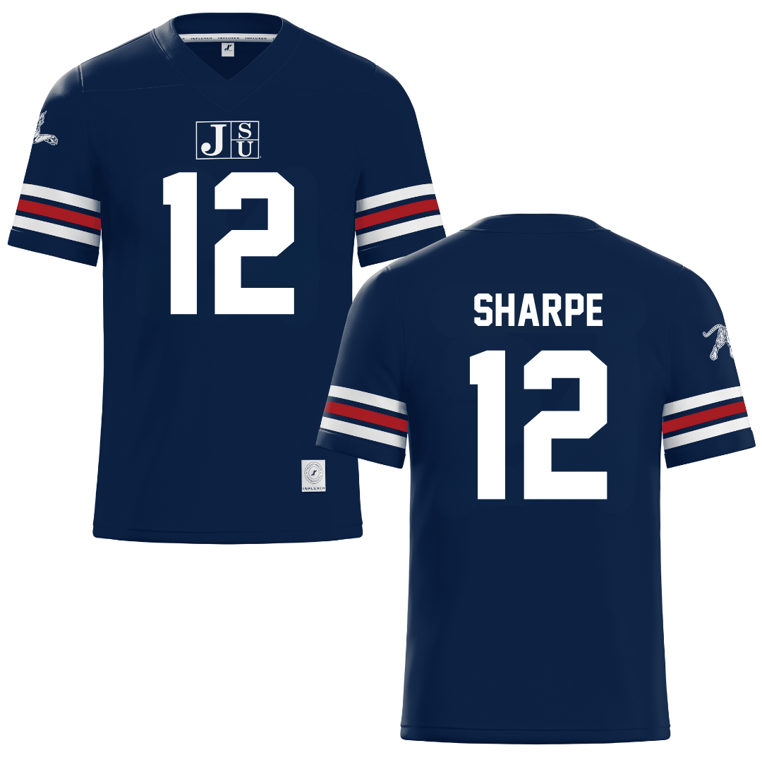 Jackson State University Navy Football Jersey - #12 Nireek Sharpe