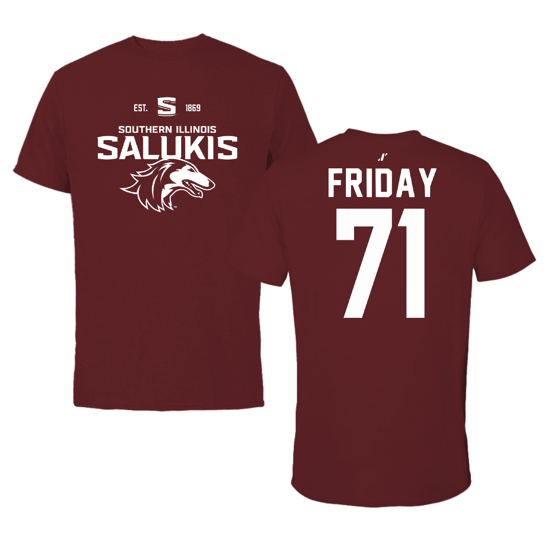 Southern Illinois University at Carbondale Football Maroon General Performance Tee - #71 Ostyn Friday
