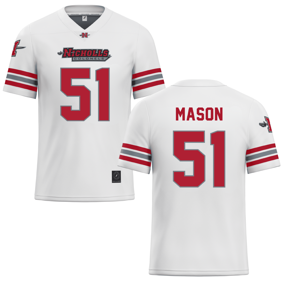 Nicholls State University White Football Jersey - #51 Joe Mason