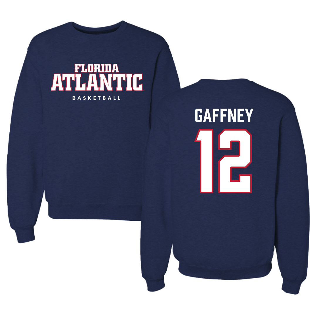 Florida Atlantic University Basketball Navy Crewneck - #12 Jalen Gaffney
