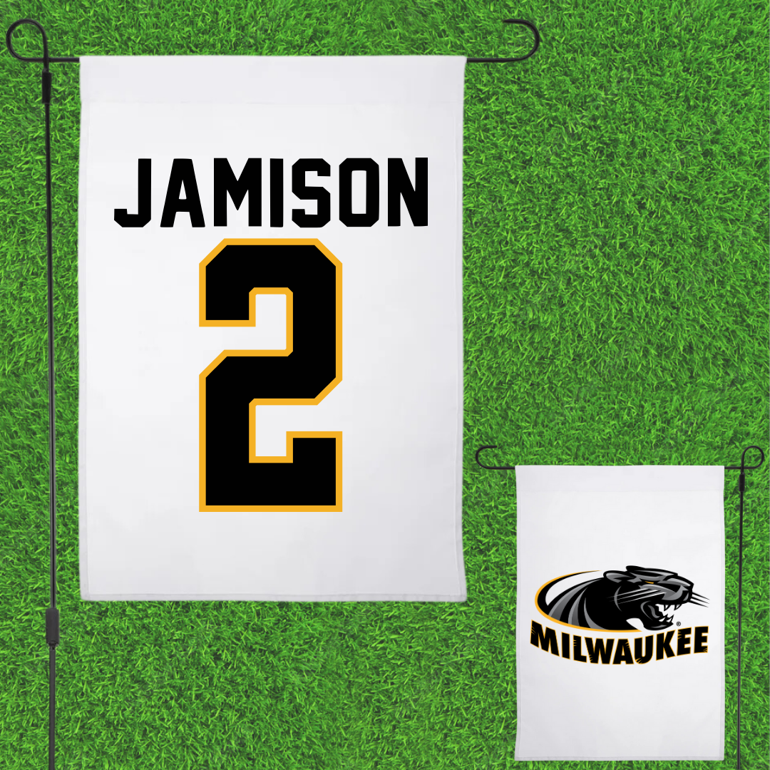 University of Wisconsin-Milwaukee Basketball White Garden Flag - #2 Elijah Jamison