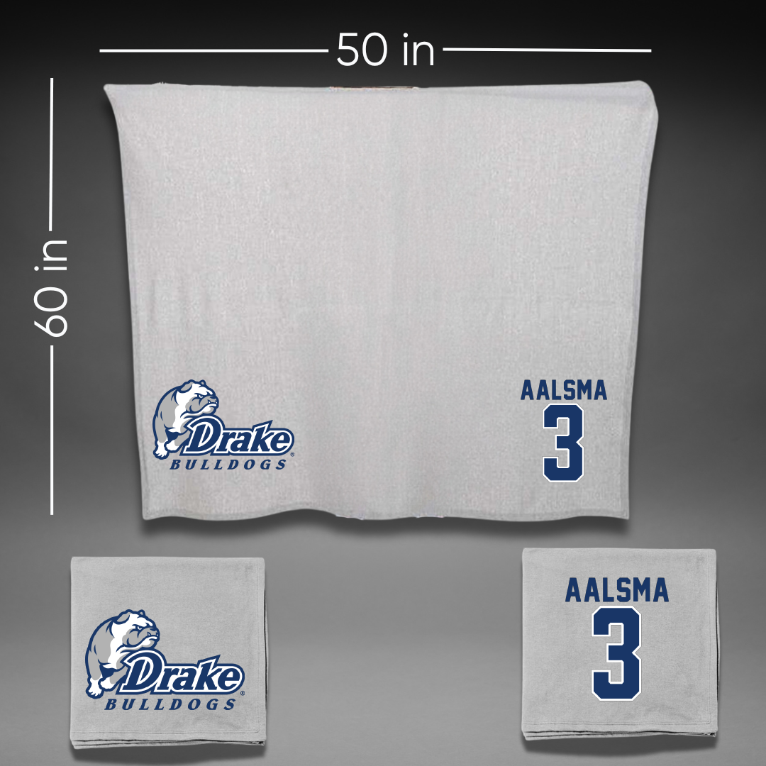 Drake University Basketball Gray Blanket - #3 Abbie Aalsma