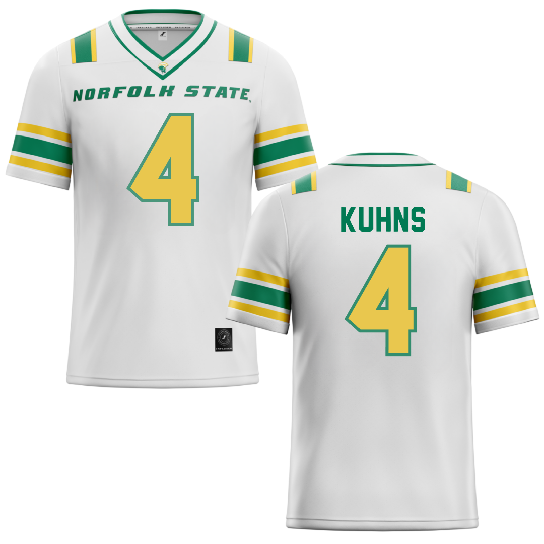 Norfolk State University White Football Jersey - #4 Otto Kuhns