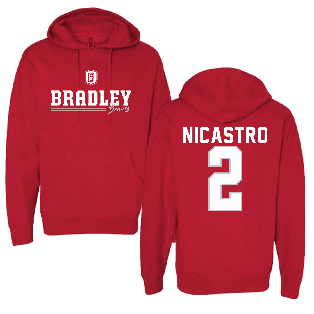 Bradley University Soccer Red General Hoodie - #2 Alex Nicastro