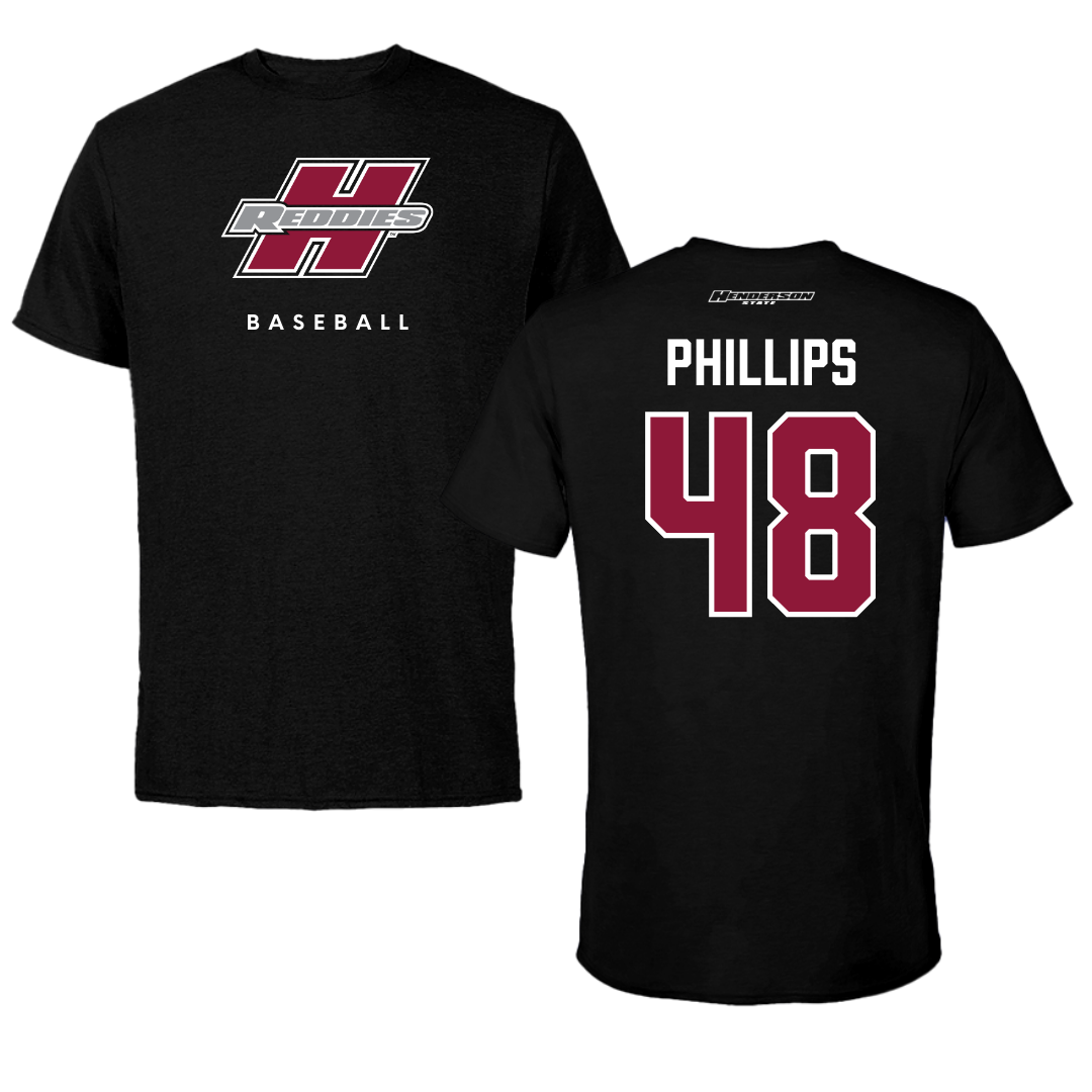 Henderson State University Baseball Black Performance Tee - #48 Austin Phillips