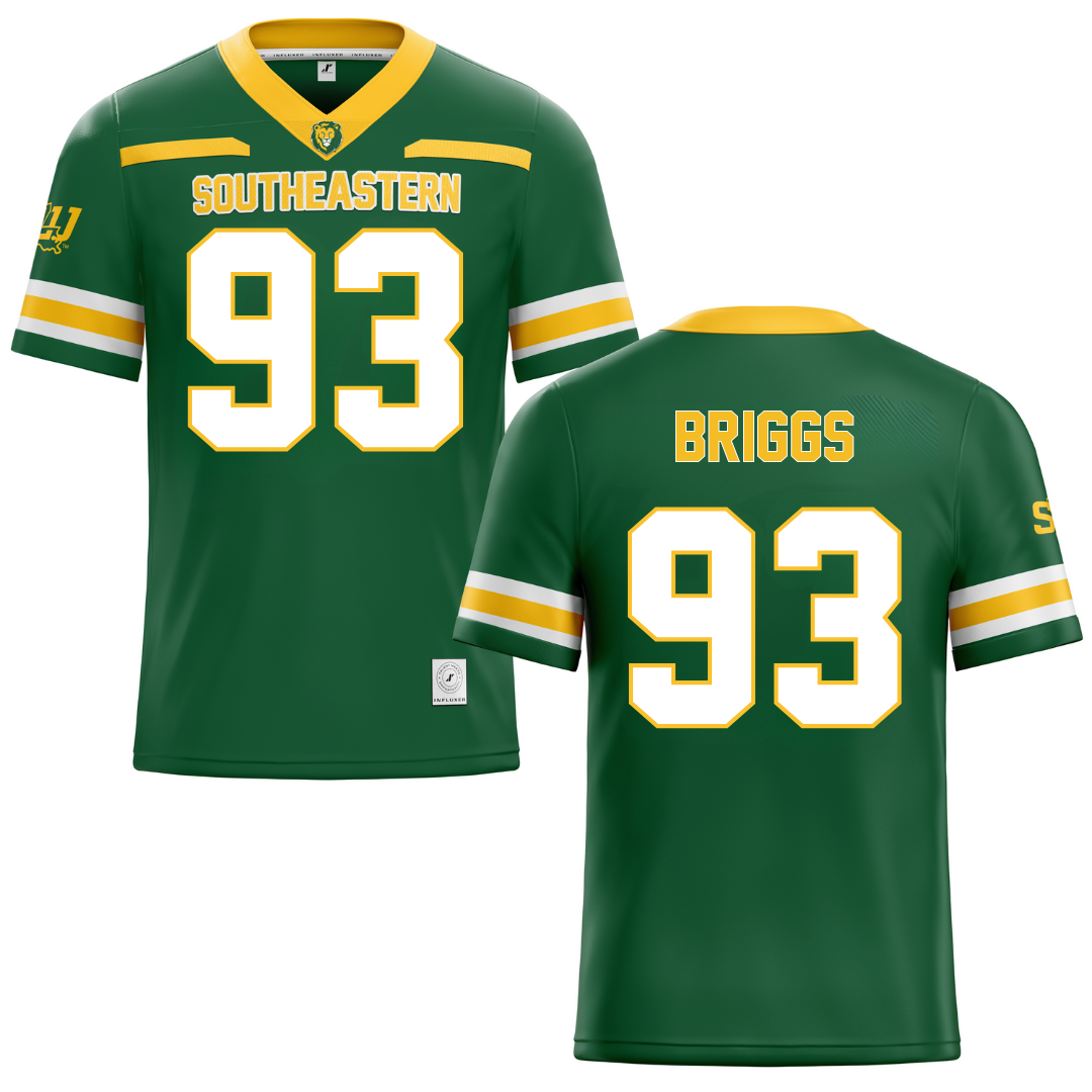 Southeastern Louisiana University Green Football Jersey - #93 Rowan Briggs