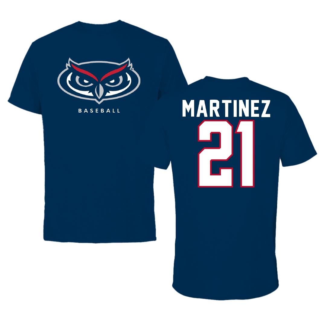 Florida Atlantic University Baseball Navy Mascot Tee - #21 John Martinez