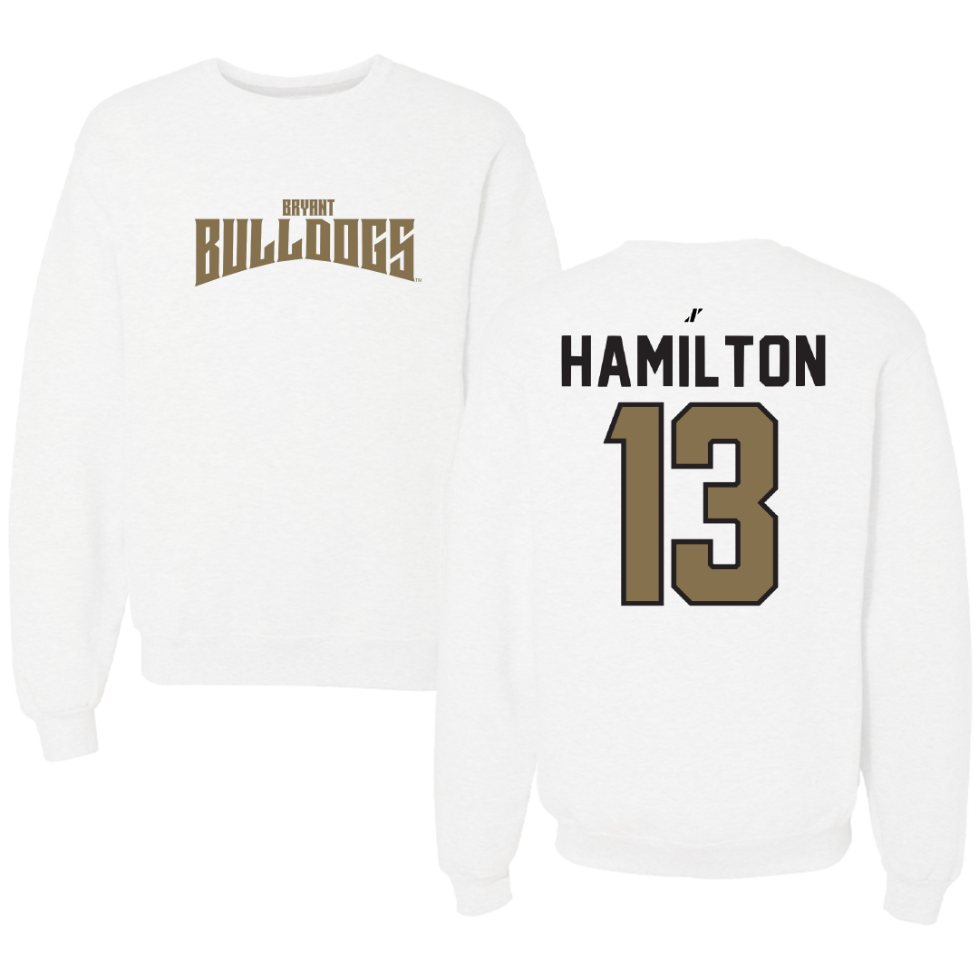Bryant University Football White Classic Crewneck - #13 Kaden Hamilton
