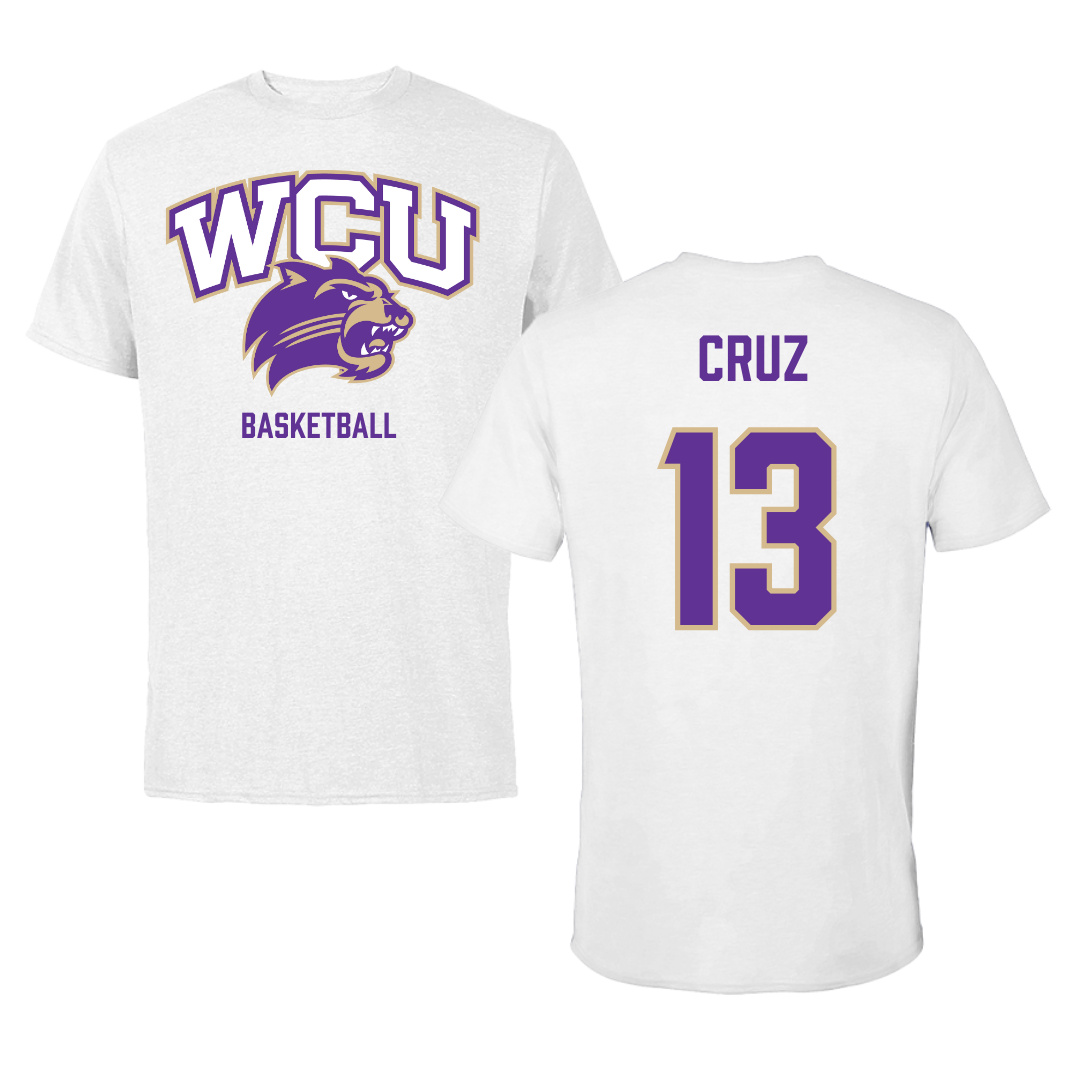 Western Carolina University Basketball White Performance Tee - #13 Zanoria Cruz