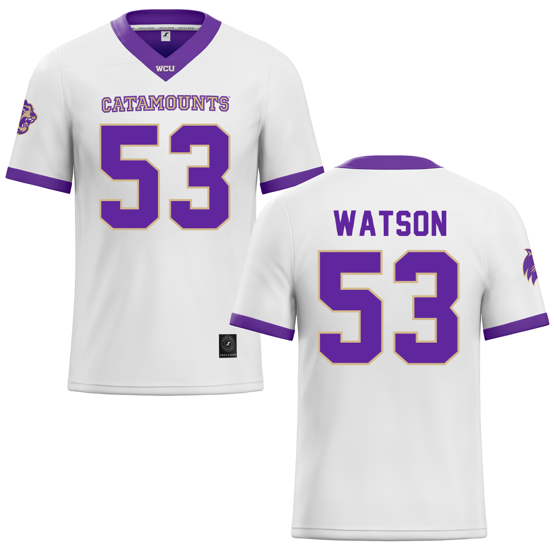 Western Carolina University White Football Jersey - #53 Zach Watson