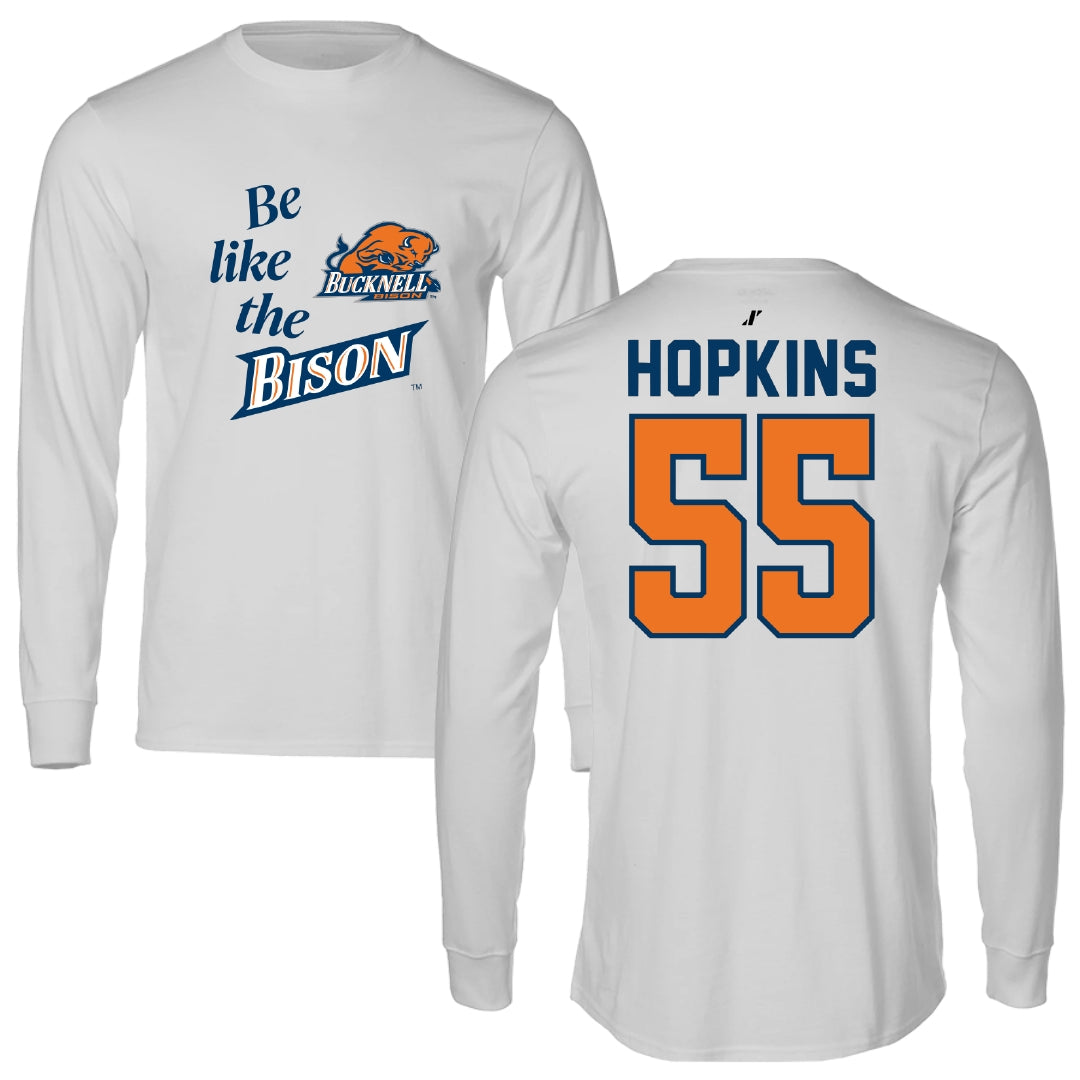 Bucknell University Lacrosse Light Gray Be Like Us Performance Long Sleeve - #55 Will Hopkins