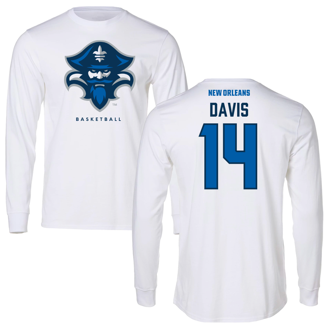 University of New Orleans Basketball White Long Sleeve - #14 Kyla Davis