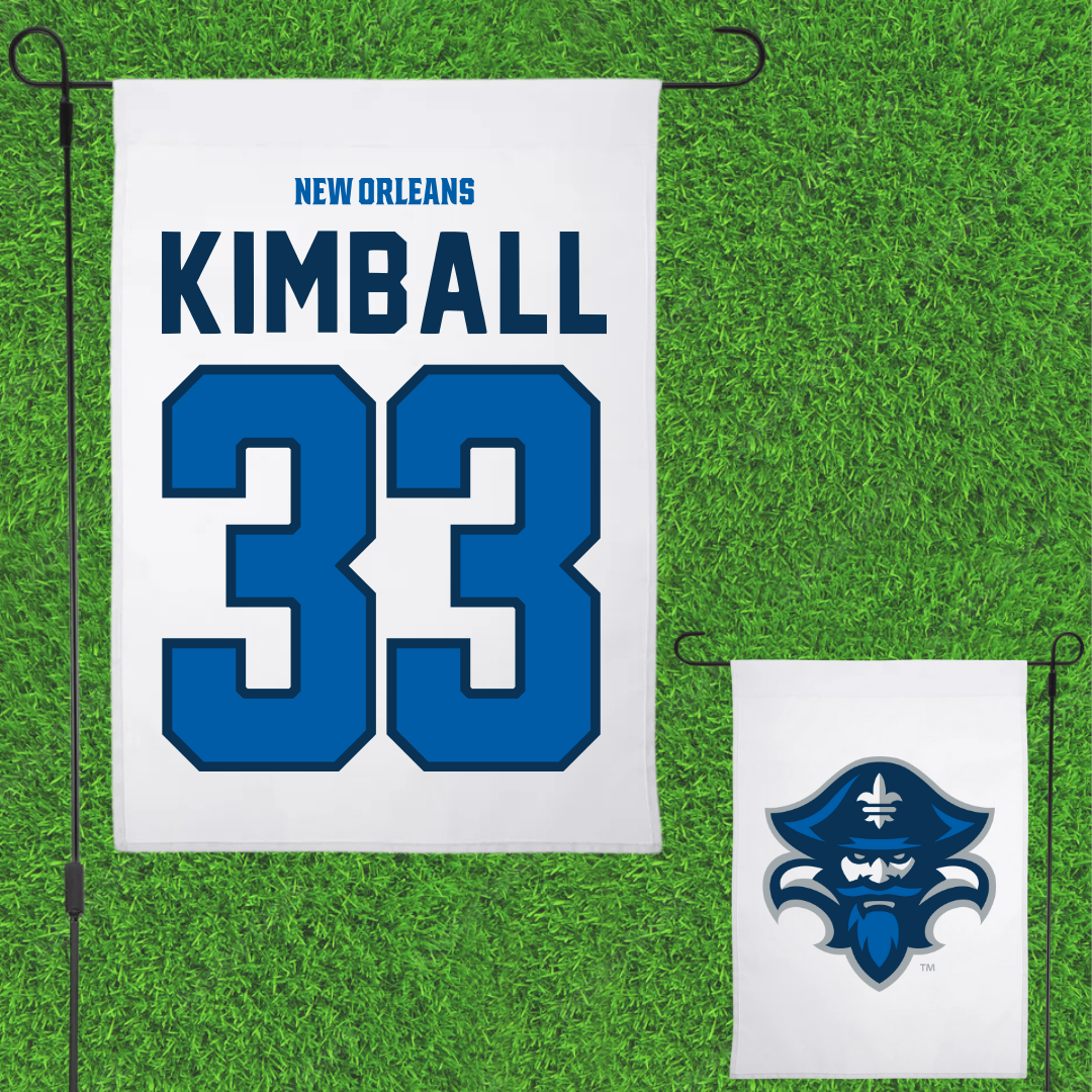 University of New Orleans Baseball White Garden Flag - #33 Carson Kimball