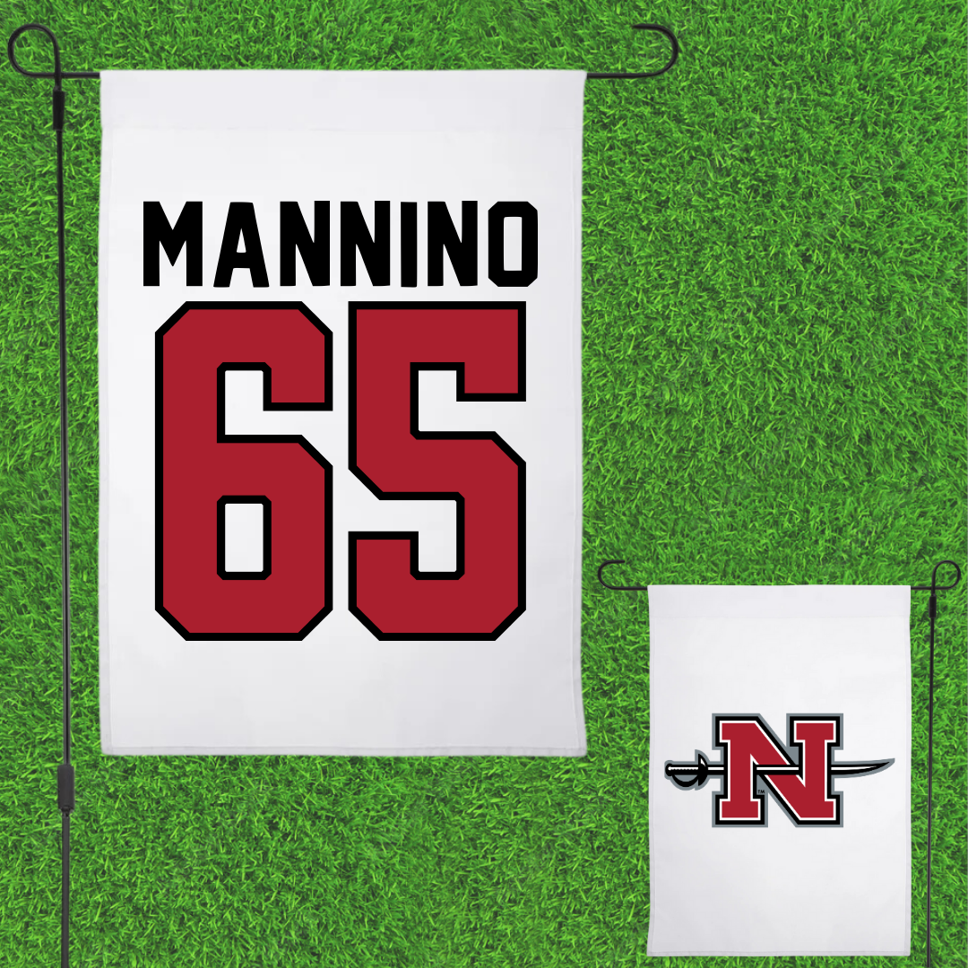 Nicholls State University Football White Garden Flag - #65 Christian Mannino