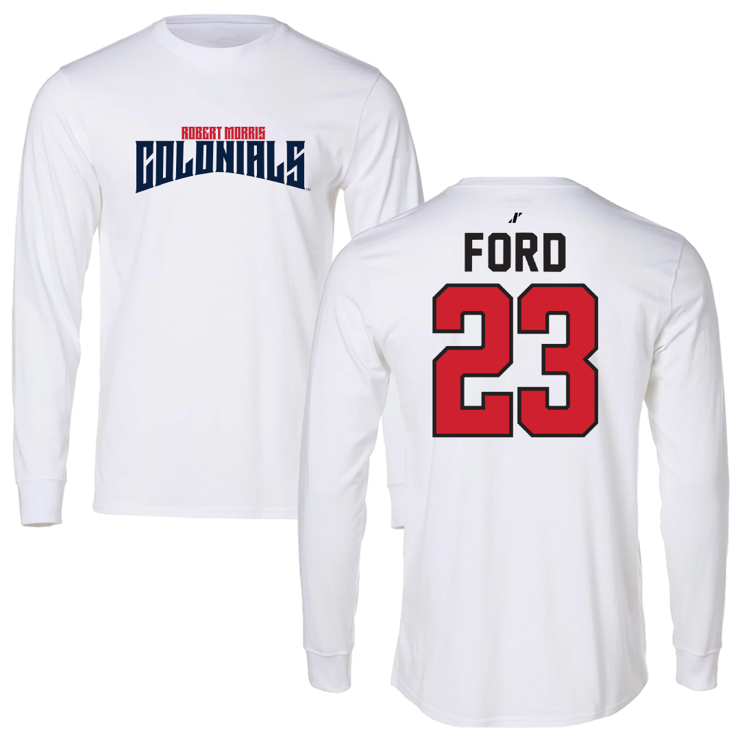 Robert Morris University Basketball White Classic Performance Long Sleeve - #23 Chris Ford