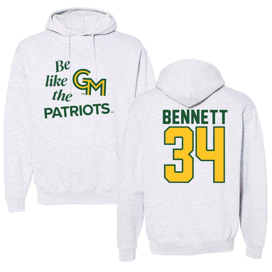 George Mason University Soccer Light Gray Be Like Us Hoodie - #34 Jazmine Bennett