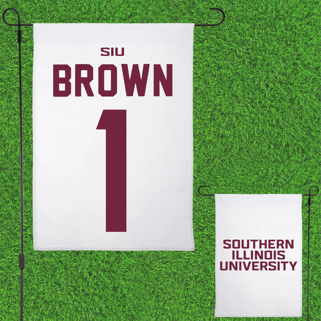 Southern Illinois University at Carbondale Basketball White Garden Flag - #1 Tyranny Brown