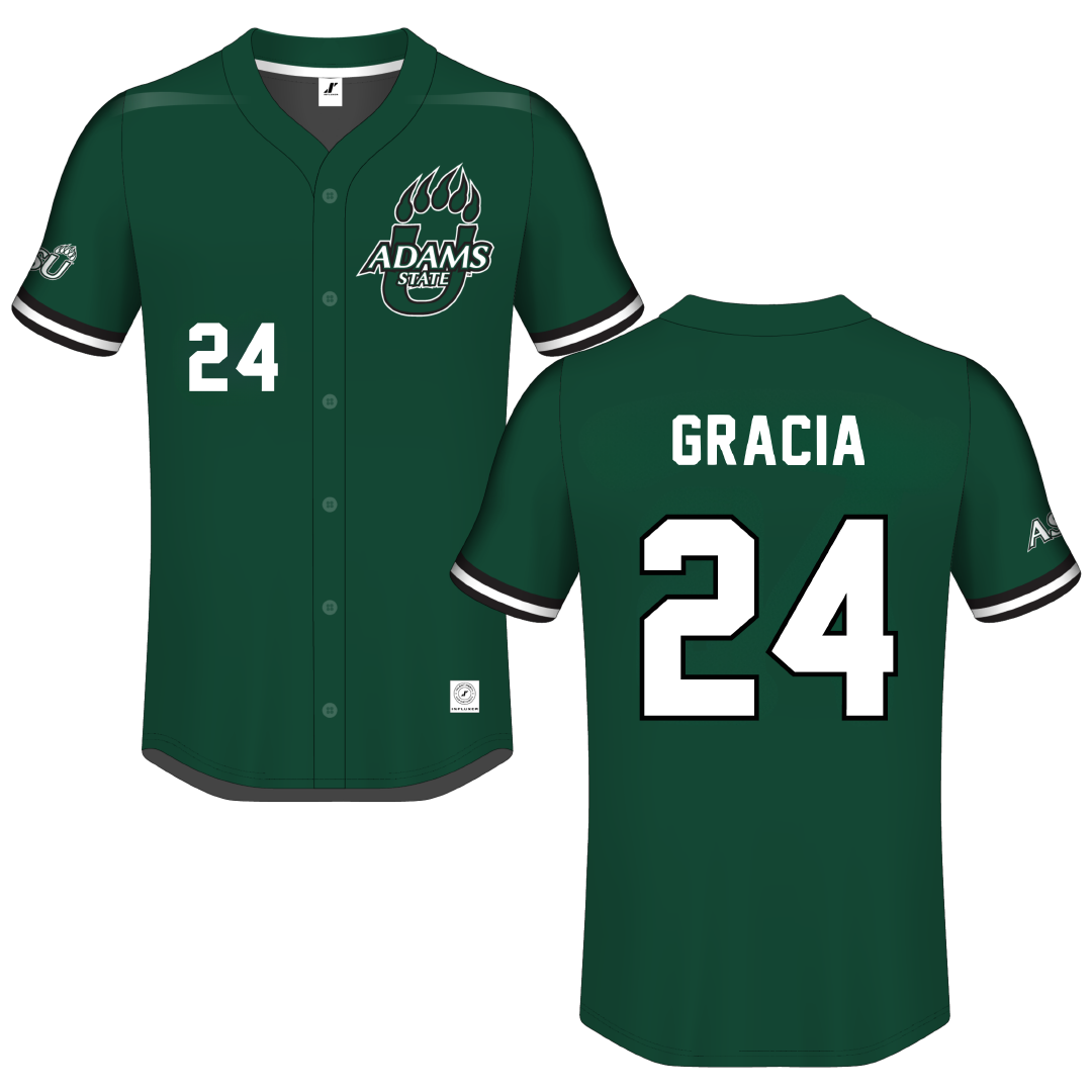 Adams State University Green Button-Down Jersey - #24 Chris Gracia