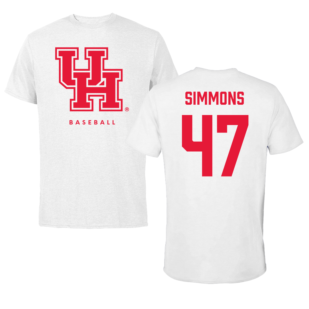 University of Houston Baseball White Tee - #47 Logan Simmons