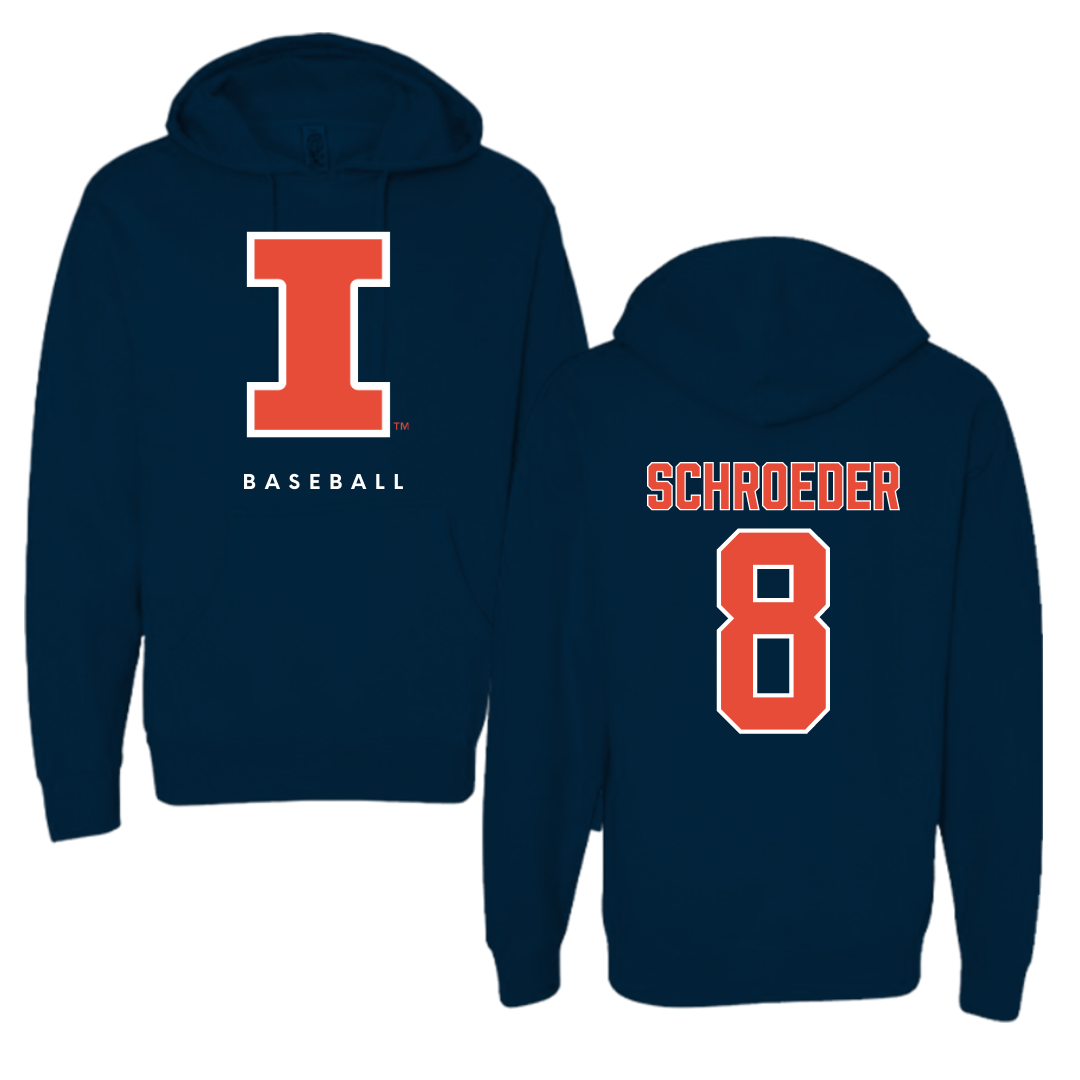 University of Illinois Baseball Navy Hoodie - #8 Jacob Schroeder