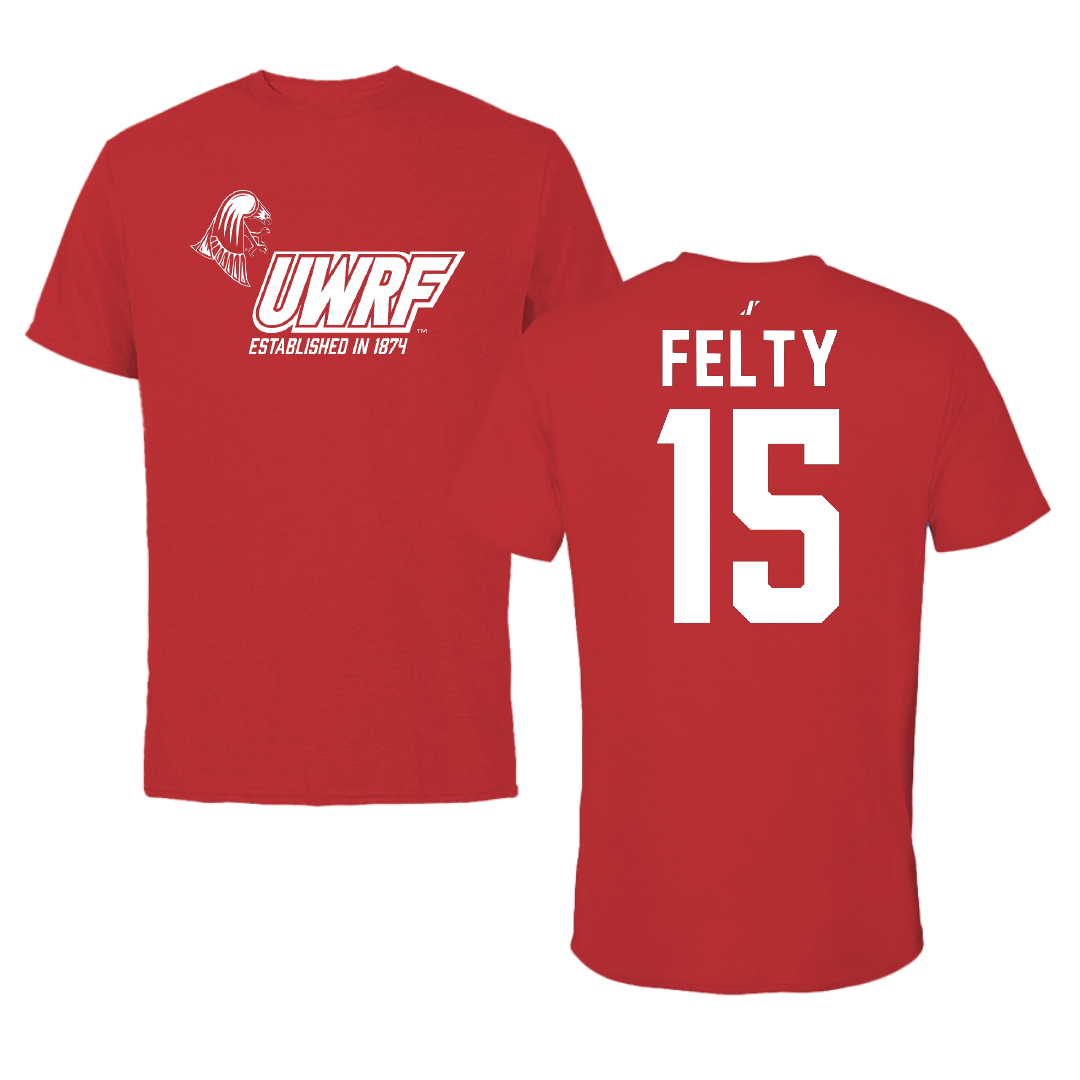 University of Wisconsin-River Falls Soccer Red General Tee - #15 Elizabeth Felty