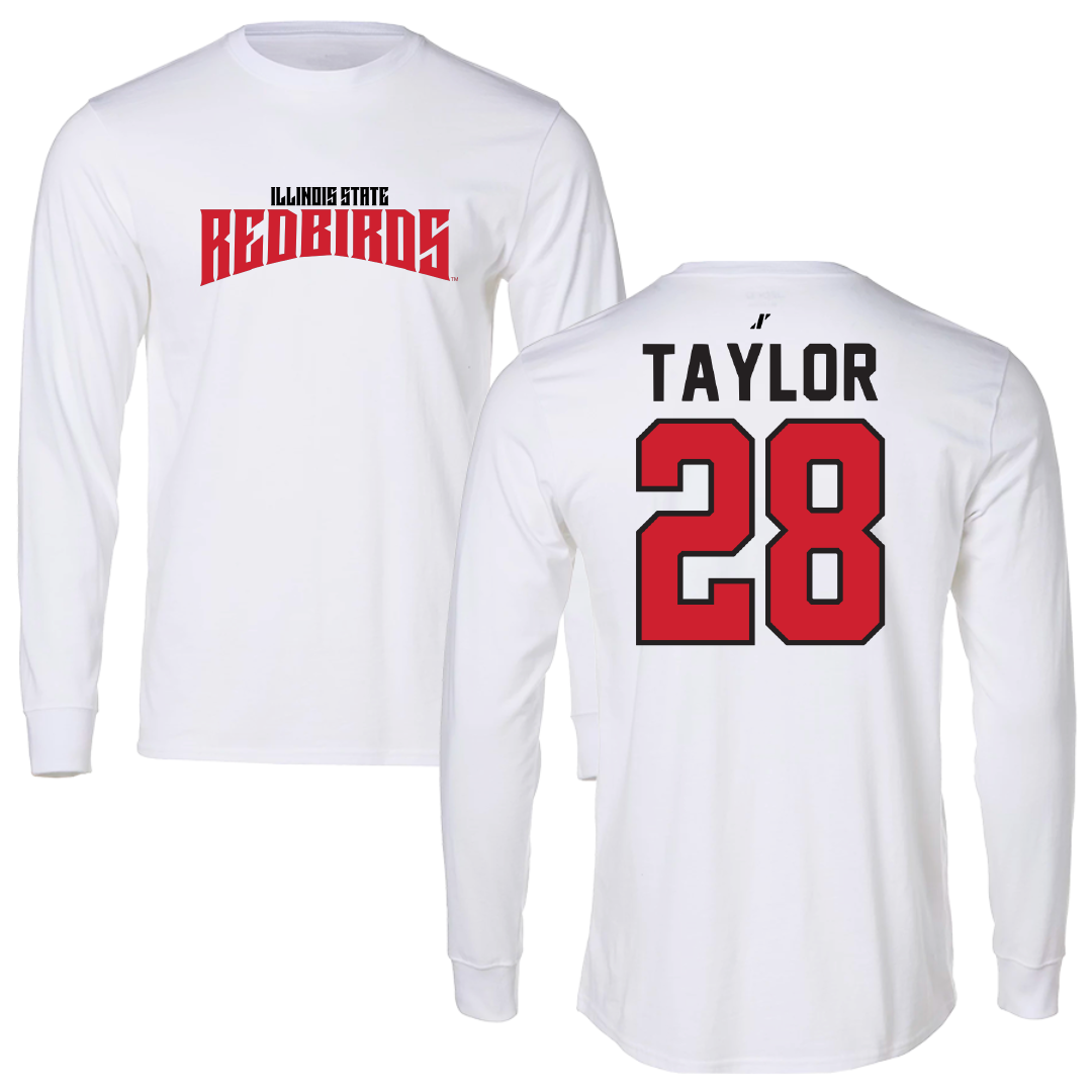 Illinois State University Football White Classic Long Sleeve - #28 Chris Taylor