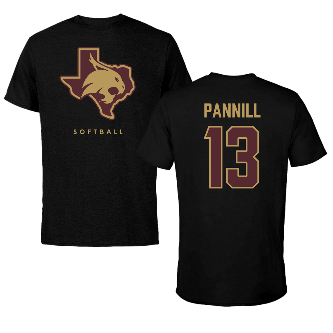 Texas State University Softball Black Performance Tee - #13 Braylin Pannill