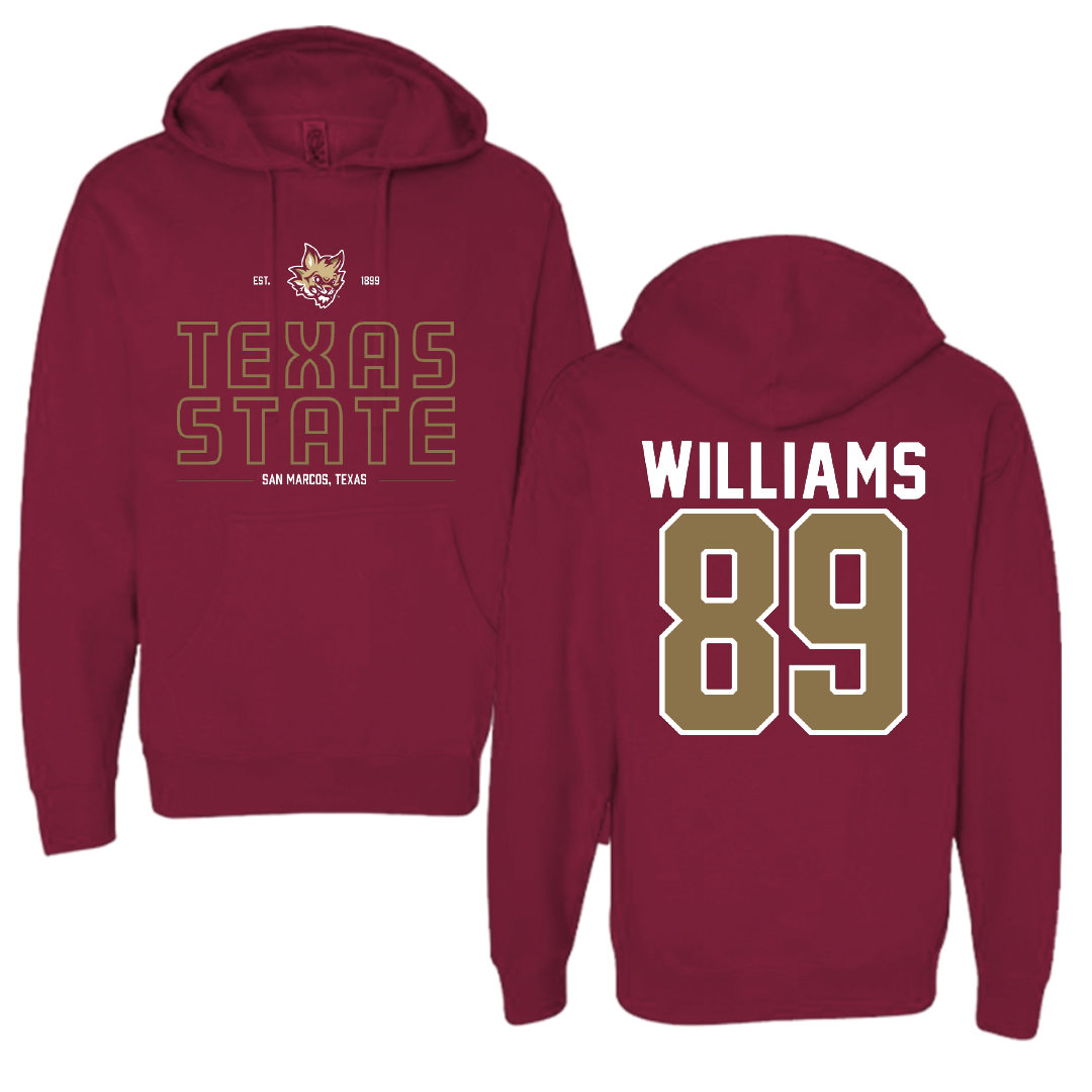 Texas State University Football Maroon General Hoodie - #89 Jordan Williams