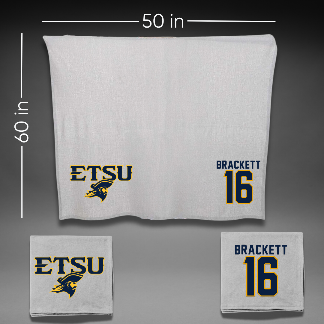 East Tennessee State University Football Gray Blanket - #16 Nate Brackett