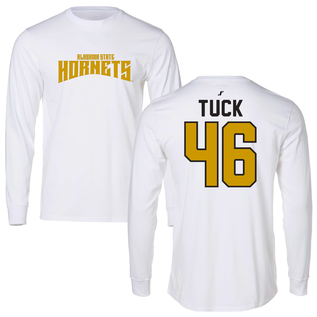 Alabama State University Football White Classic Performance Long Sleeve - #46 Harrison Tuck