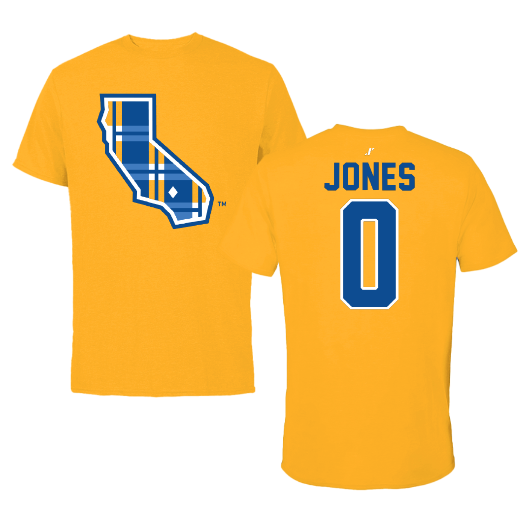 University of California-Riverside Basketball Gold Tee - #0 Tyler Jones