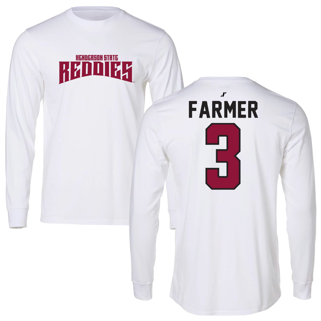 Henderson State University Basketball White Classic Long Sleeve - #3 Chase Farmer