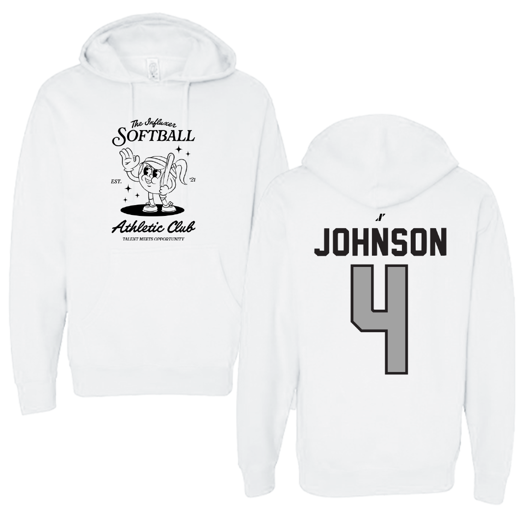 Softball White Influxer Athletic Club Hoodie - #4 Lexi Johnson