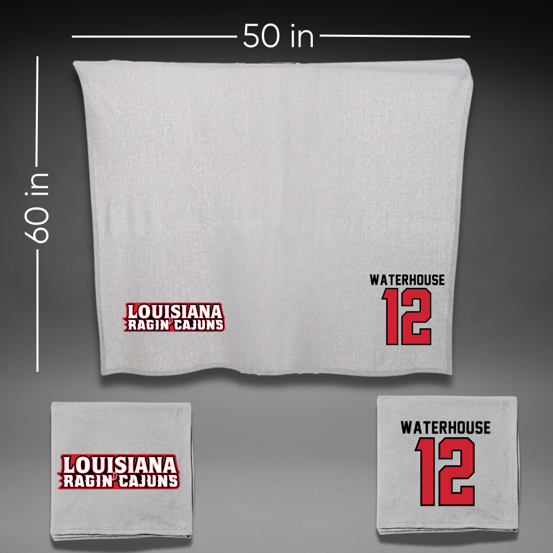 University of Louisiana at Lafayette Soccer Gray Blanket - #12 Hailly Waterhouse
