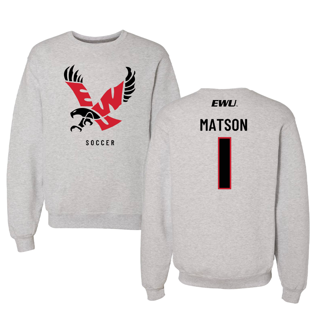 Eastern Washington University Soccer Gray Crewneck - #1 Kiara Matson