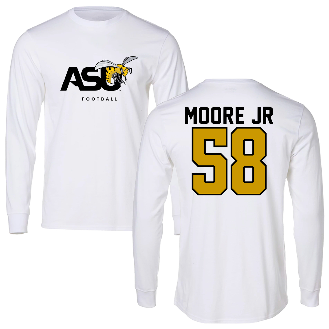 Alabama State University Football White Long Sleeve - #58 Michael Moore Jr