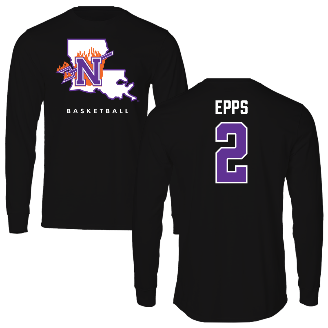 Northwestern State University Basketball Black Block Long Sleeve - #2 Jamison Epps