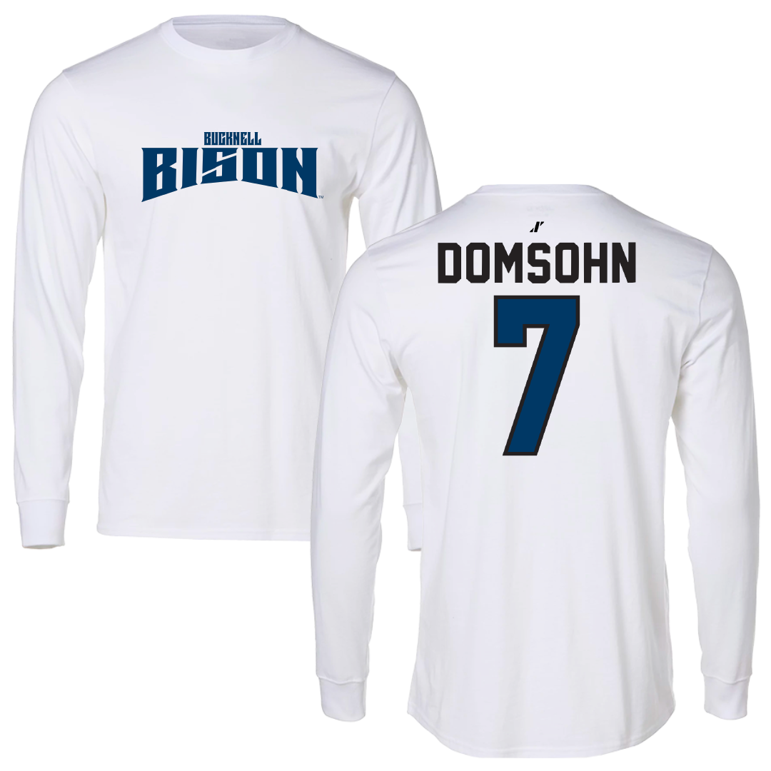 Bucknell University Soccer White Classic Performance Long Sleeve - #7 Zane Domsohn