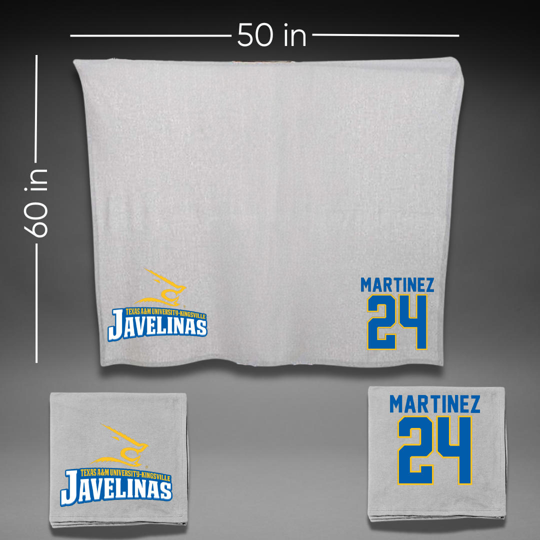 Texas A&M University-Kingsville Softball Gray Javelinas Blanket - #24 Andrea Martinez